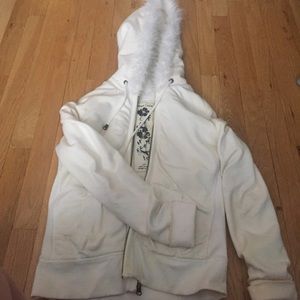 White fur lined hoodie
